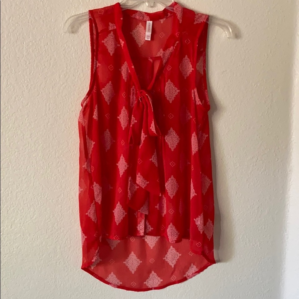 Red chiffon tank top